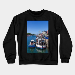 Fishing boats, Alter Strom, Warnemünde, Rostock, Mecklenburg-Western Pomerania Crewneck Sweatshirt